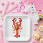 Red polygonal lobster pappteller (Party)