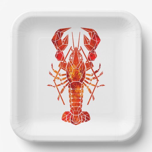 Red polygonal lobster pappteller (Vorderseite)
