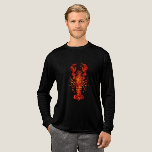 Red polygonal lobster Tri-Blend shirt (Volle Vorderseite)