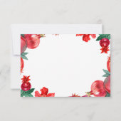 Red Pomegranate Botanical Wedding RSVP Karte (Rückseite)