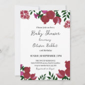 Red Pomegranate Moody Frucht Baby Party Einladung (Vorderseite)