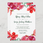 Red Pomegranate Wedding Einladung (Vorne/Hinten)