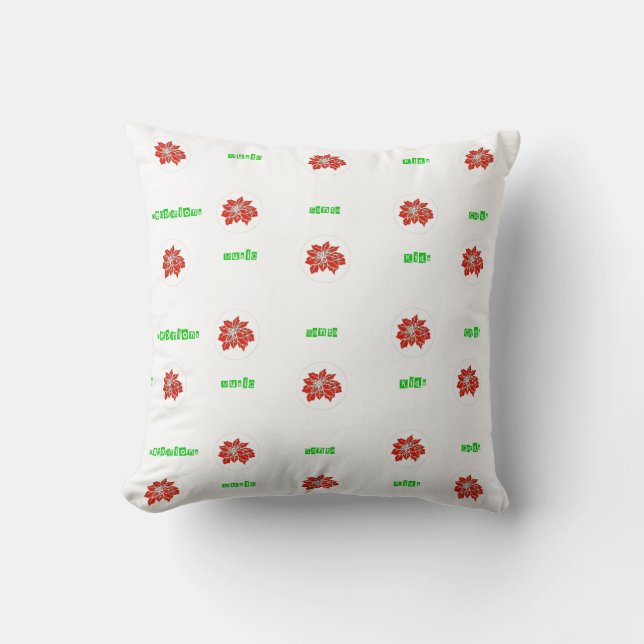 Red Ponsettia Blume Pillow by MidnightGraffiti Kissen (Vorderseite)