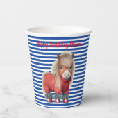 Red Pony Blue Strip Paper Cups Pappbecher (Vorderseite)