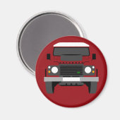 Red Pop Art Classic Land Rover Defender Magnet (Vorderseite/Rückseite)