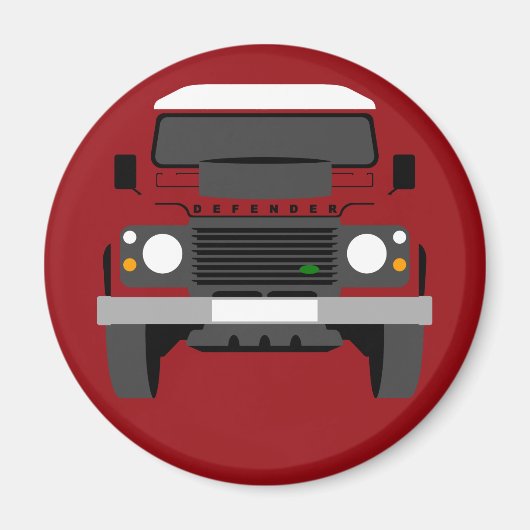 Red Pop Art Classic Land Rover Defender Magnet (Vorne)