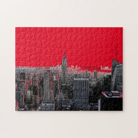 Red Pop Art New York City Manhattan Puzzle (Horizontal)