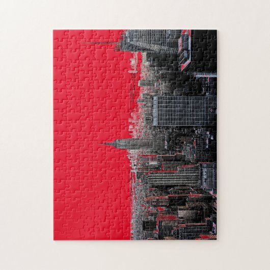 Red Pop Art New York City Manhattan Puzzle (Vertikal)