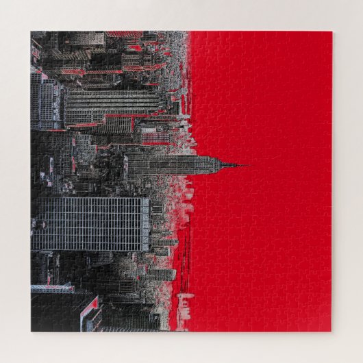Red Pop Art New York City Manhattan Puzzle (Horizontal)