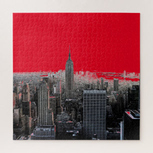Red Pop Art New York City Manhattan Puzzle