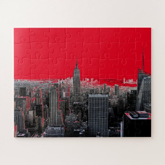Red Pop Art New York City Manhattan Puzzle (Horizontal)