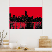 Red Pop Art New York City Manhattan Silhouette Poster (Küche)