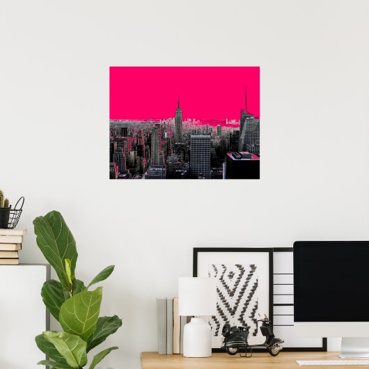 Red Pop Art New York City Poster Print (Heimbüro)