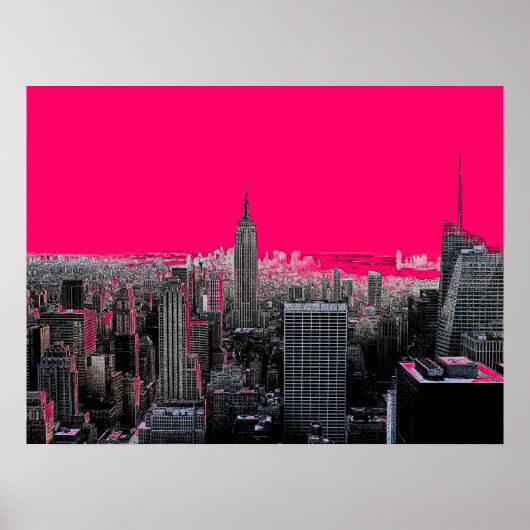 Red Pop Art New York City Poster Print (Vorne)