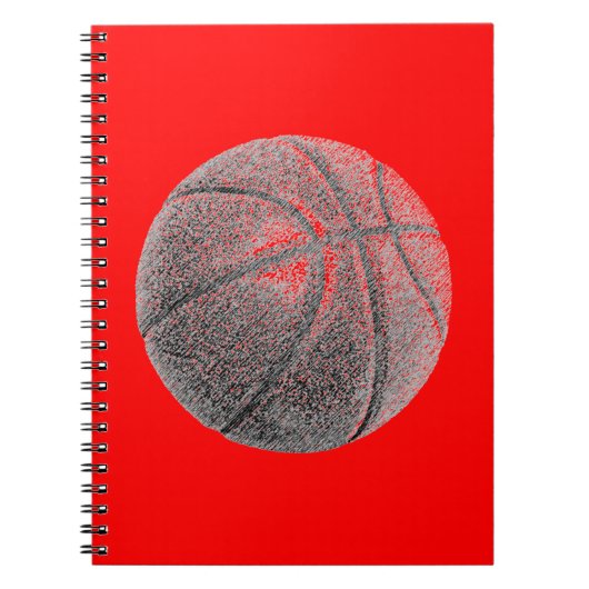 Red Pop Art Pencil Effekt Basketball Notebook Notizblock (Vorderseite)