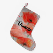 Red Poppe Aquarellfarben Blume Blumenname Strumpf Kleiner Weihnachtsstrumpf (Vorderansicht (hängend))