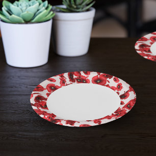 Red Poppe Blume Edge Pappteller