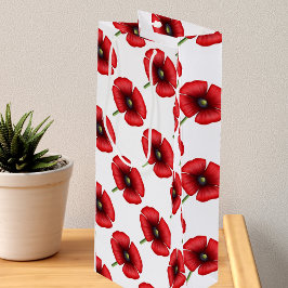 Red Poppe Blume Muster Tall Weinbeutel Geschenktüte Für Weinflaschen