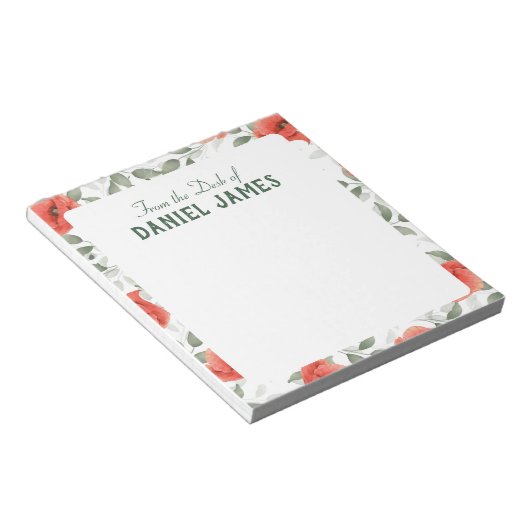 Red Poppe Blume Personalisiert Notepad Notizblock (angewinkelt)