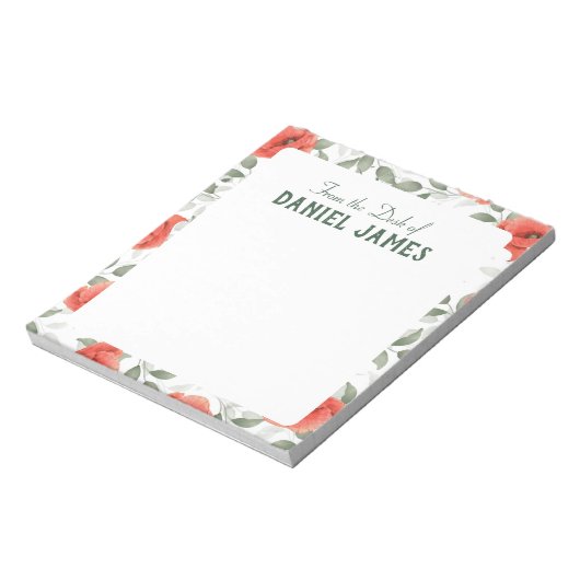 Red Poppe Blume Personalisiert Notepad Notizblock (Rotiert)