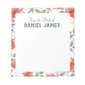 Red Poppe Blume Personalisiert Notepad Notizblock (Vorderseite)