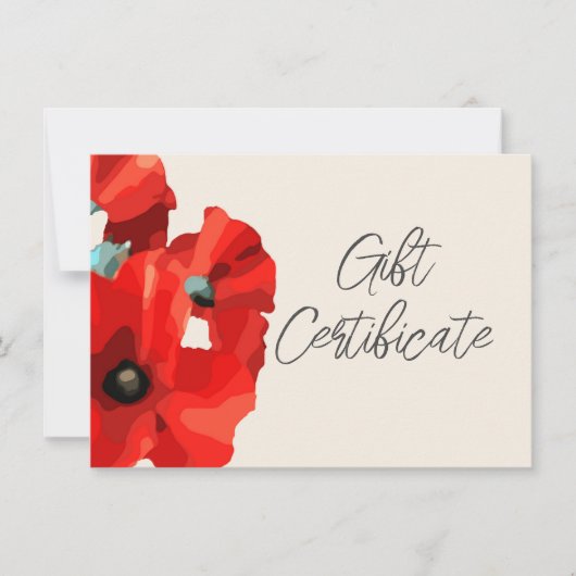 Red Poppe Business Certificate Card Einladung (Vorderseite)