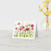 Red Poppe Wildblume Note Card Aquarell Art Karte (Gelbe Blume)