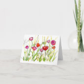 Red Poppe Wildblume Note Card Aquarell Art Karte (Vorderseite)