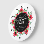Red Poppies 25. Hochzeitstag Große Wanduhr (Winkel)