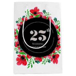 Red Poppies 25. Hochzeitstag Mittlere Geschenktüte