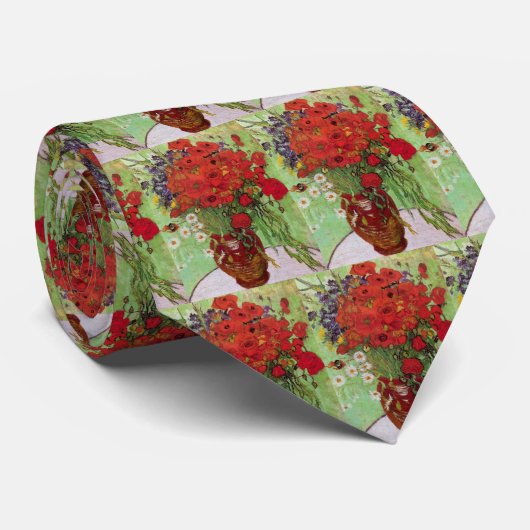 Red Poppies and Daisies by Vincent van Gogh Krawatte (Gerollt)