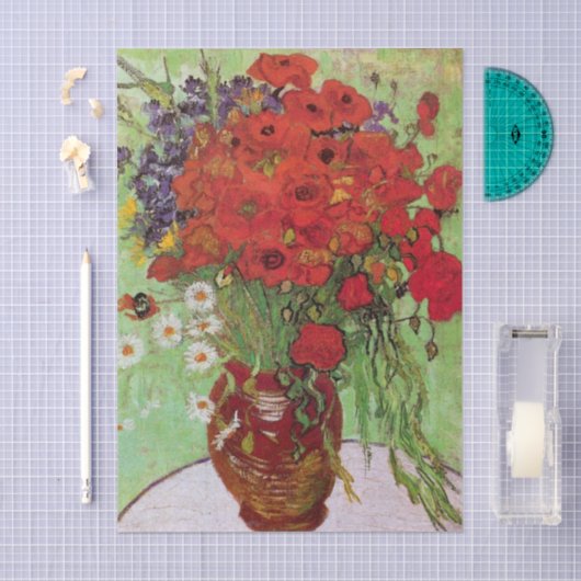 Red Poppies and Daisies by Vincent van Gogh Seidenpapier (Handwerk)