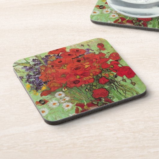 Red Poppies and Daisies von Vincent van Gogh Getränkeuntersetzer (Linke Seite)