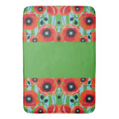 Red Poppies Apple Green Badematte (Vorderseite Vertikal)