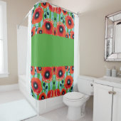 Red Poppies Apple Green Duschvorhang (Beispiel)