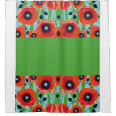 Red Poppies Apple Green Duschvorhang (Vorderseite)