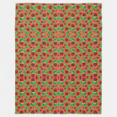 Red Poppies Apple Green Fleecedecke (Vorderseite)