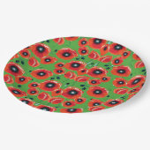 Red Poppies Apple Green Pappteller (Schrägansicht)