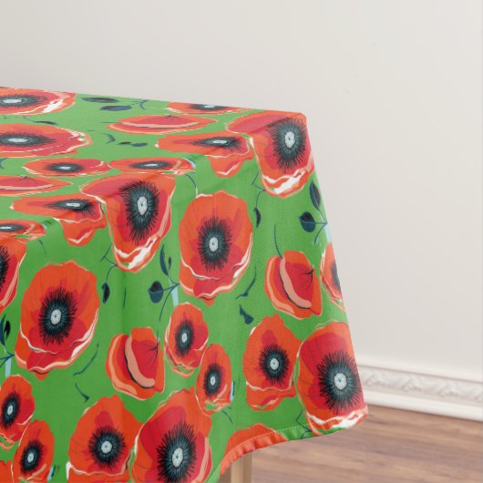Red Poppies Apple Green Tischdecke (Beispiel)
