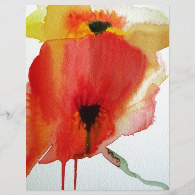 Red Poppies Aquarell Moderne Blumenkunst (Vorderseite)