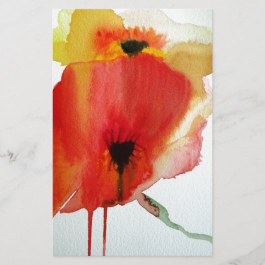 Red Poppies Aquarell Moderne Blumenkunst Briefpapier (Vorderseite)