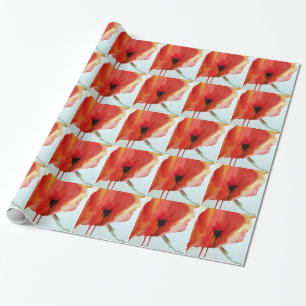 Red Poppies Aquarell Moderne Blumenkunst Geschenkpapier