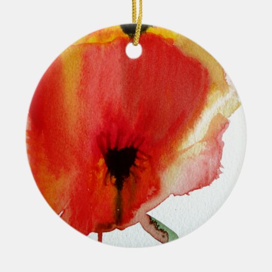 Red Poppies Aquarell Moderne Blumenkunst Keramik Ornament (Vorne)