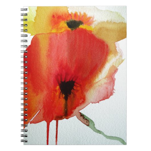 Red Poppies Aquarell Moderne Blumenkunst Notizblock (Vorderseite)