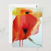 Red Poppies Aquarell Moderne Blumenkunst Postkarte (Vorne/Hinten)