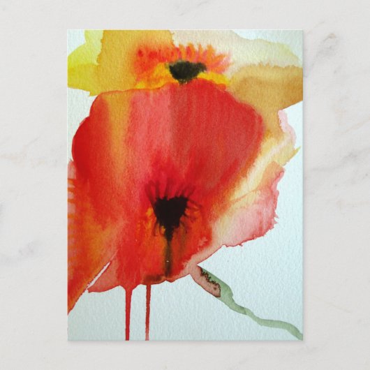Red Poppies Aquarell Moderne Blumenkunst Postkarte (Vorderseite)