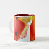 Red Poppies Aquarell Moderne Blumenkunst Zweifarbige Tasse (Vorderseite Links)
