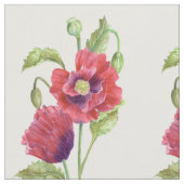 Red Poppies Aquarellfarben Illustrationsmuster Stoff (Nahaufnahme)