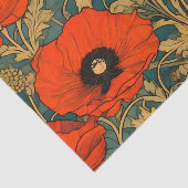 Red Poppies Art Nouveau Pattern Seidenpapier (Ausschnitt)