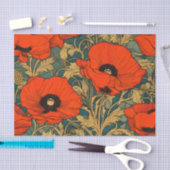 Red Poppies Art Nouveau Pattern Seidenpapier (Handwerk)